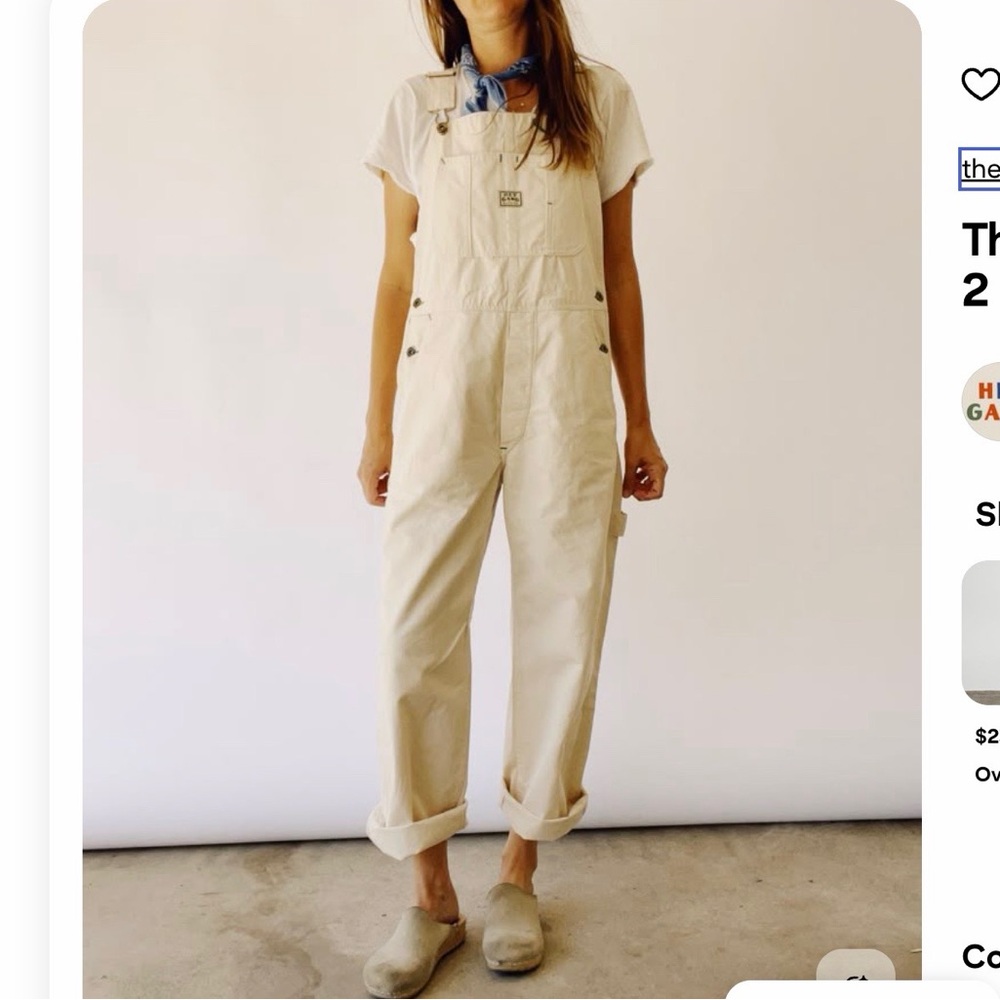Hey Gang Unisex Natural Canvas Overalls sz 0 so cute